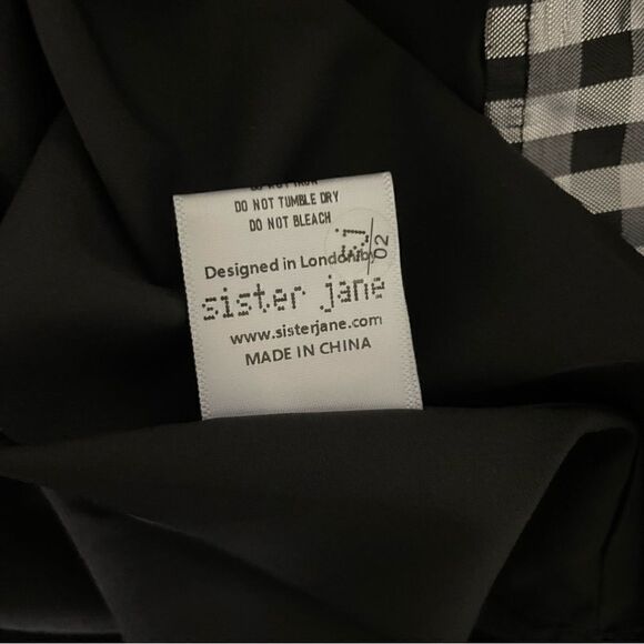 Sister Jane Glint Check Smock Dress in Black and Silver with Collar Detail - Picture 8 of 12